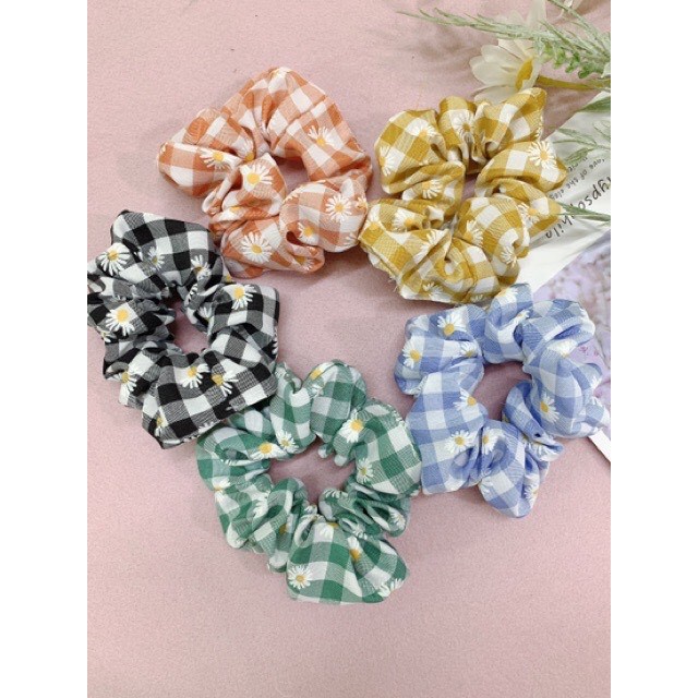 Dây buộc tóc scrunchies họa tiết hoa cúc CAROcho nữ Cực Xinh