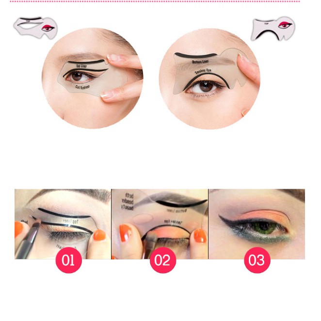 Sét 2 khuôn dụng cụ kẻ vẽ mắt mèo tiện lợi KM02