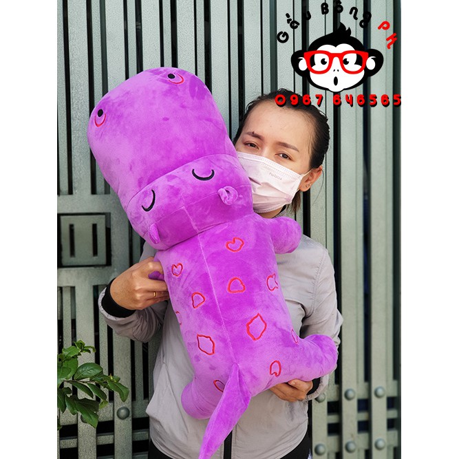 Gấu bông khủng long Hà mã size to nhiều màu vải nhung mịn