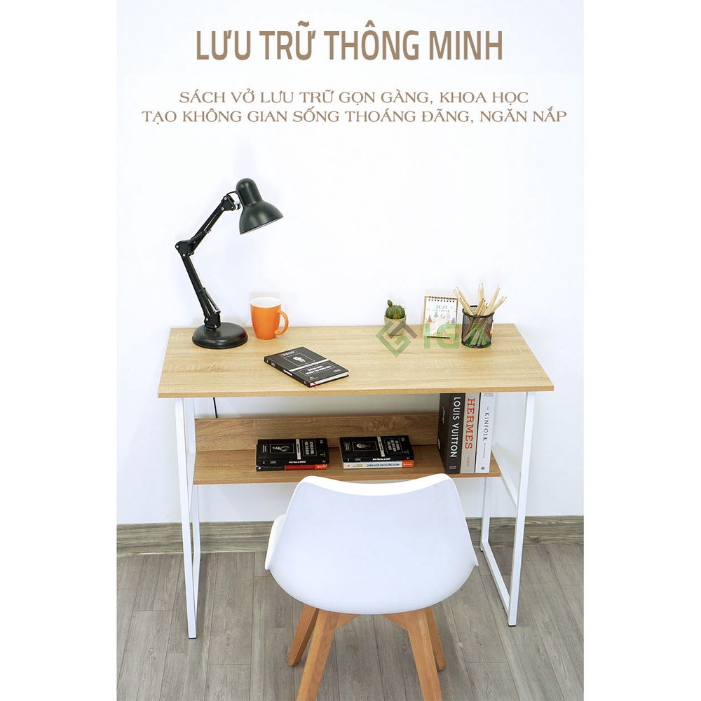 [SHIP HỎA TỐC]Bàn làm việc thông minh, bàn làm việc kèm giá sách hiện đại - GM17.11