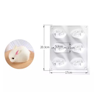 (xả kho) khuôn silicon làm thạch vỉ 6 con thỏ