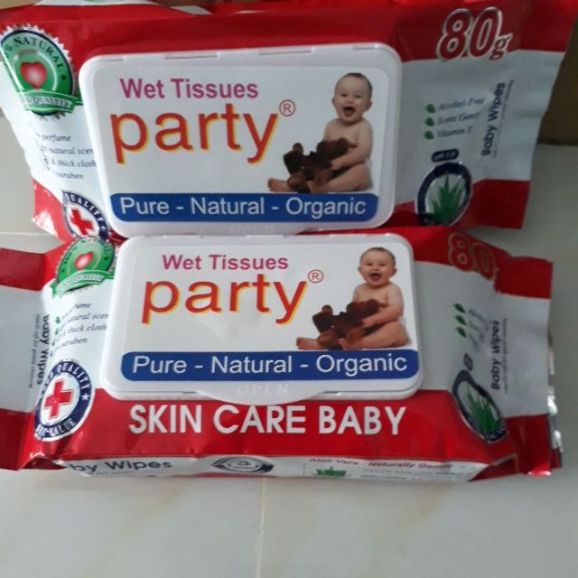 Combo 20 bịch khăn giấy ướt cao cấp 80gr party Care Baby 80g