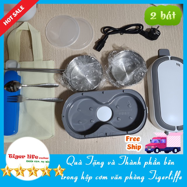 Hộp Cơm Cắm Điện MINISTYLE Tặng Kèm Bộ Đũa🎀Cắm Điện 3 Tầng, 4 Bát Inox, Giữ Nhiệt, Hâm Nóng Và Nấu Chín Thức Ăn | BigBuy360 - bigbuy360.vn