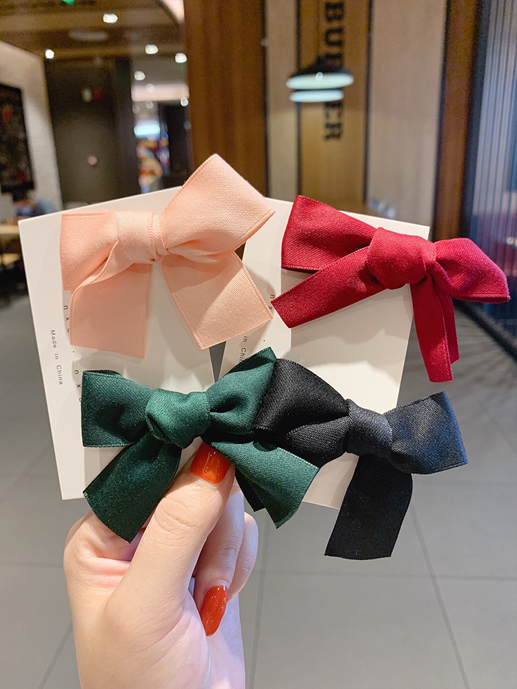 Kẹp Tóc Hình Nơ Vải Satin Phong Cách Retro