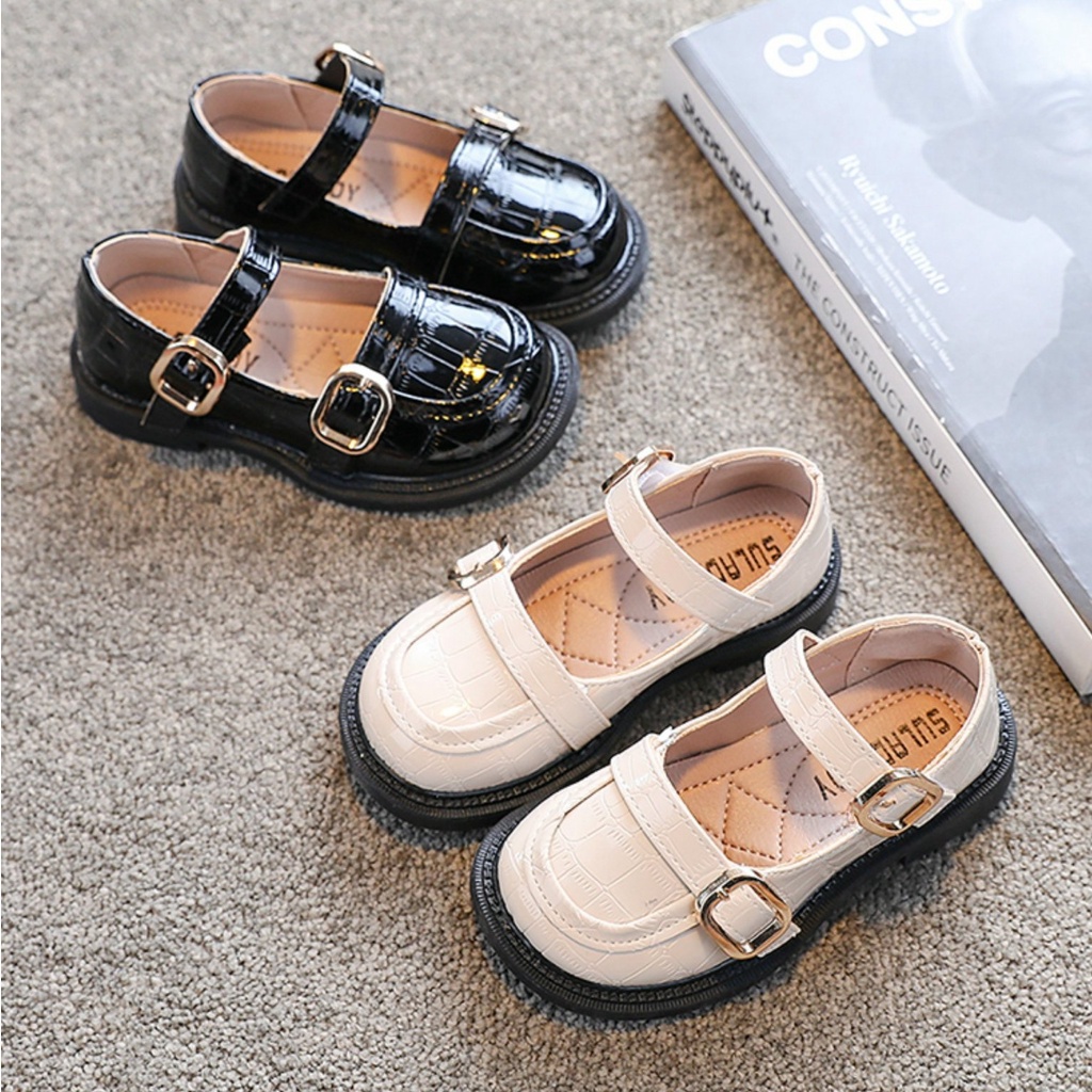 Giày búp bê bé gái - Giày lười chất da PU siêu mềm nhẹ phối 2 quai dán cực xinh đế chống trơn phong cách Hàn Quốc FL17