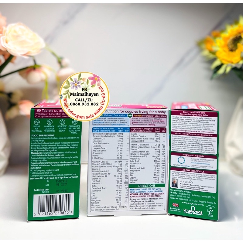 Viên Uống Tăng Thụ Thai Cho Chồng và Vợ Pregnacare Him & Her