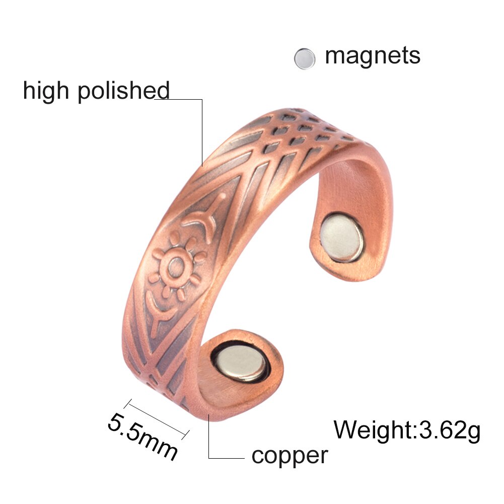 Nhẫn từ tính bằng đồng nguyên chất 6mm thời trang nam nữ