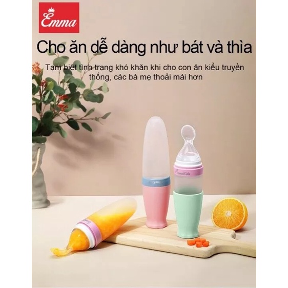 Bình thìa ăn dặm silicon EMMA KIDS cao cấp cho bé