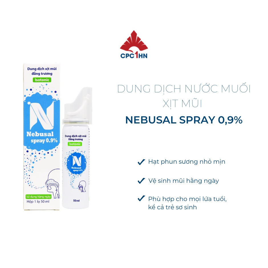 Dung Dịch Nước Muối Xịt Mũi CPC1HN NEBUSAL SPRAY 0,9% - Lọ 50 ml