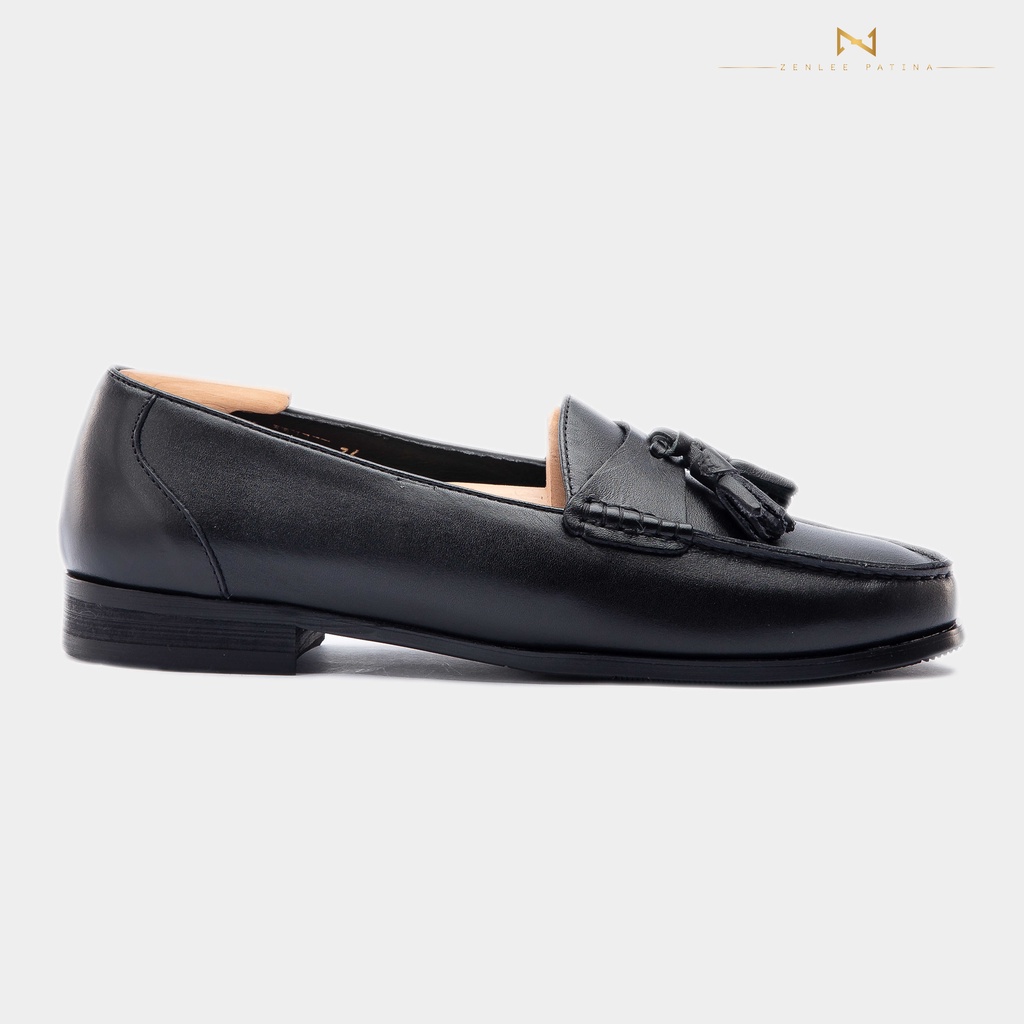 Giày lười da nam thủ công Patina ZENLEE LTC01 kiểu dáng Tassel Loafer chuông khâu tay da bò thật bảo hành trọn đời