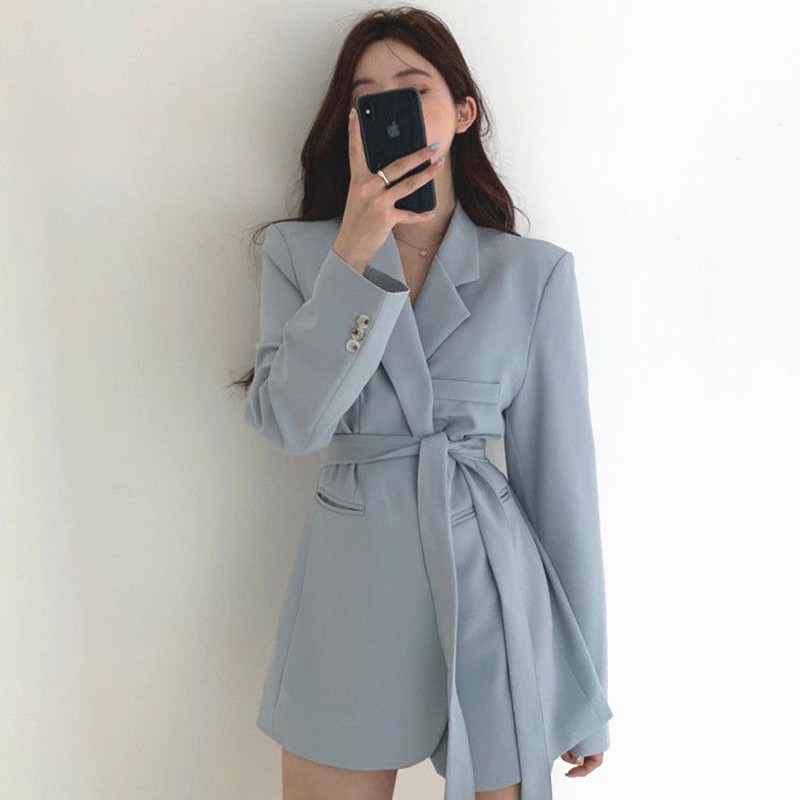 (Hàng Đẹp)Ảnh thật 6 hình cuối-HC368.Áo blazer dáng dài thắt đai thời trang Hàn Quốc | BigBuy360 - bigbuy360.vn