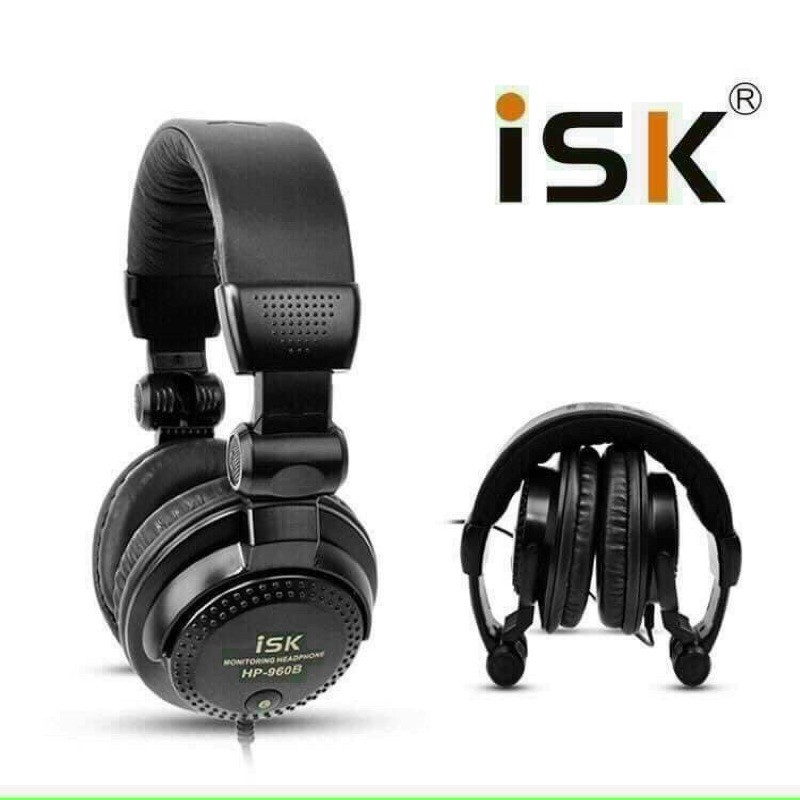 Tai nghe kiểm âm chuyên dụng phòng thu ISK, tai ốp chuyên cho livestrem, chân jack 3.5 và 6.5mm KLH