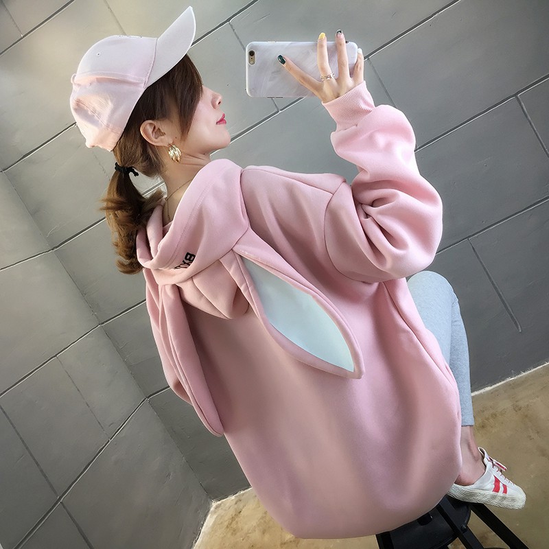 Áo hoodie nữ tai dài có túi áo có tai thỏ dài ulzzang ( 3 màu )