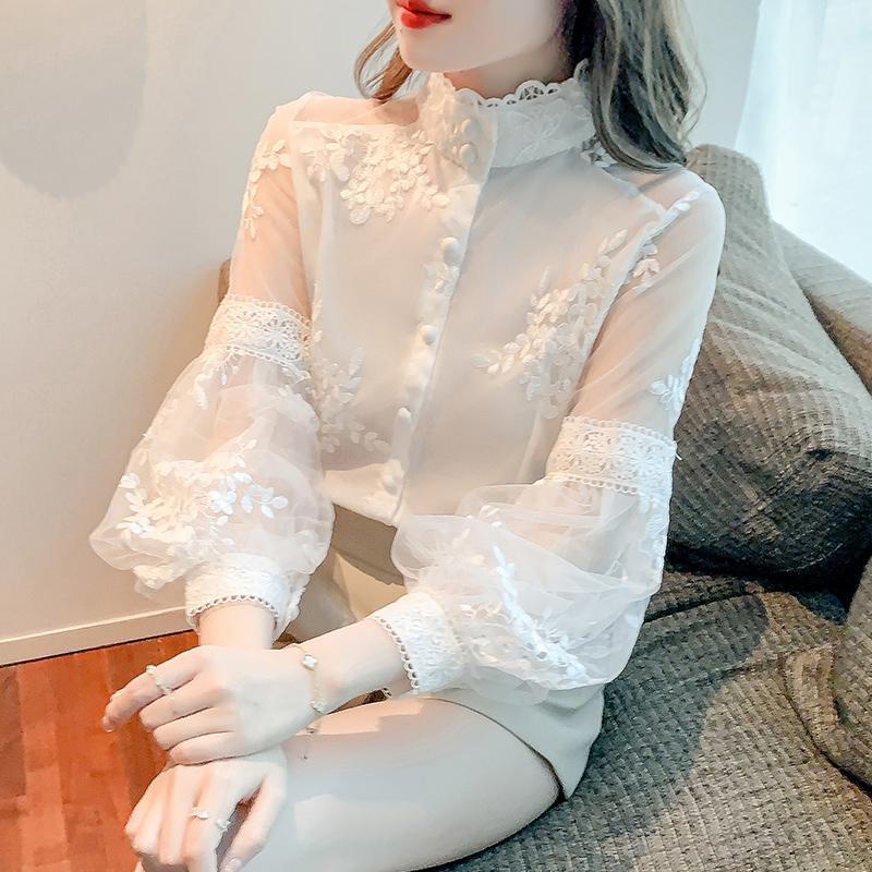 Hàng Có Sẵn Áo Sơ Mi Ren Tay Phồng Thêu Họa Tiết Phong Cách Cung Điện Phương Tây Thời Trang Mùa Xuân 2022 Mới Cho Nữ