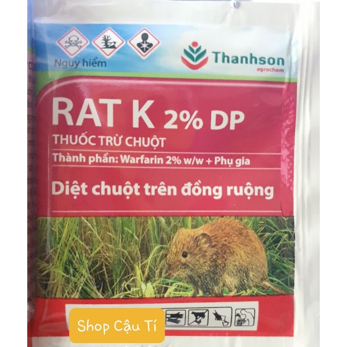 Hộp 10 gói thuốc diệt chuột Rat K 2% DP