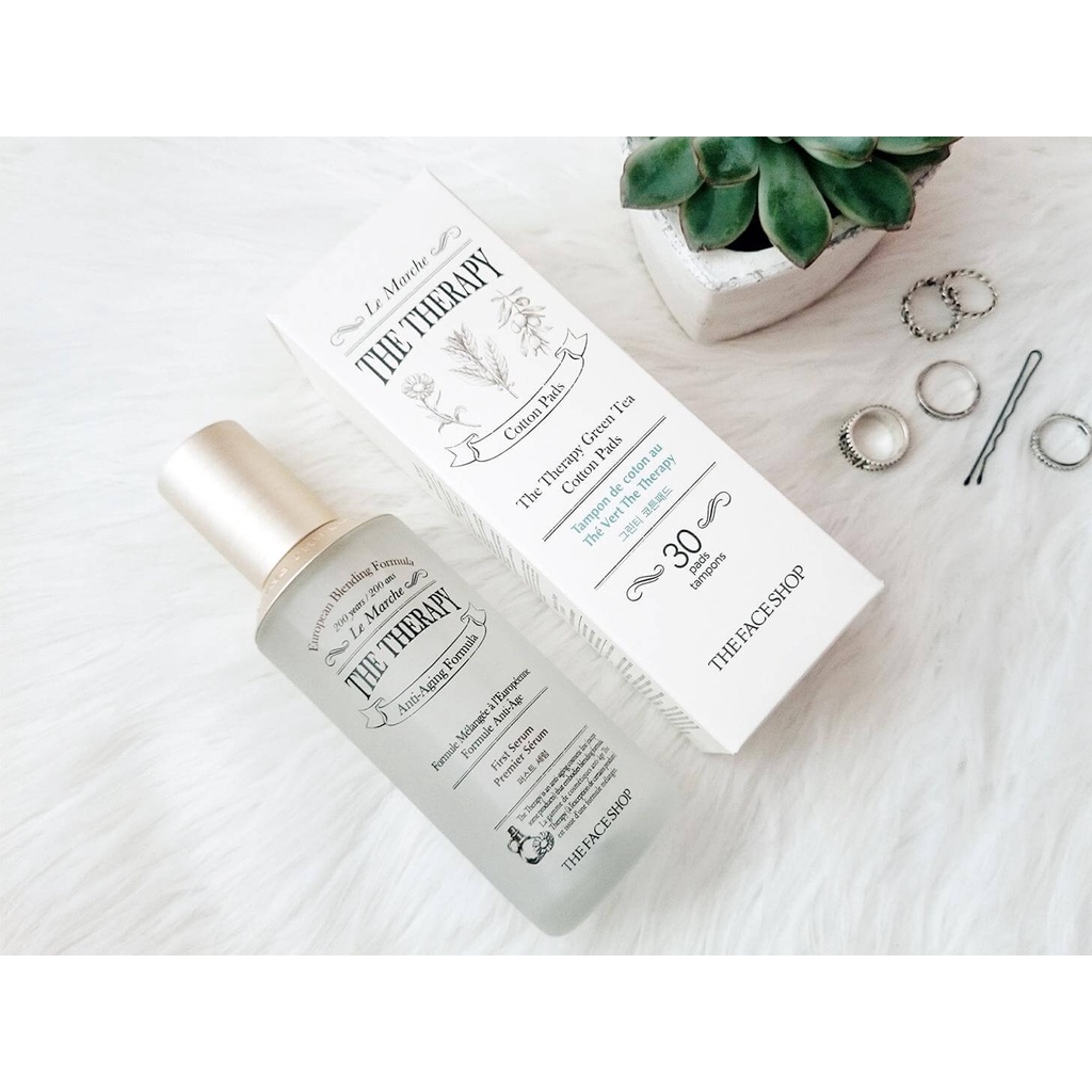 (AUTH_Korea Xả lỗ date 2022)Nước Thần Phục Hồi Da THE THERAPY First Serum 130ml THE FACE SHOP+ hộp bông tẩy trang