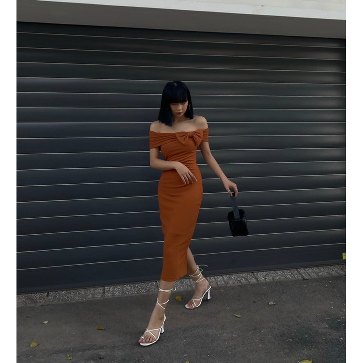 Đầm body trễ vai nơ -TK778