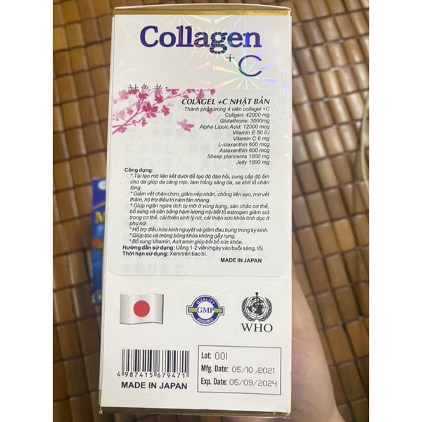 Viên uống đẹp da Collagen+ C và Glutathione NEOCELL của Nhật 60v