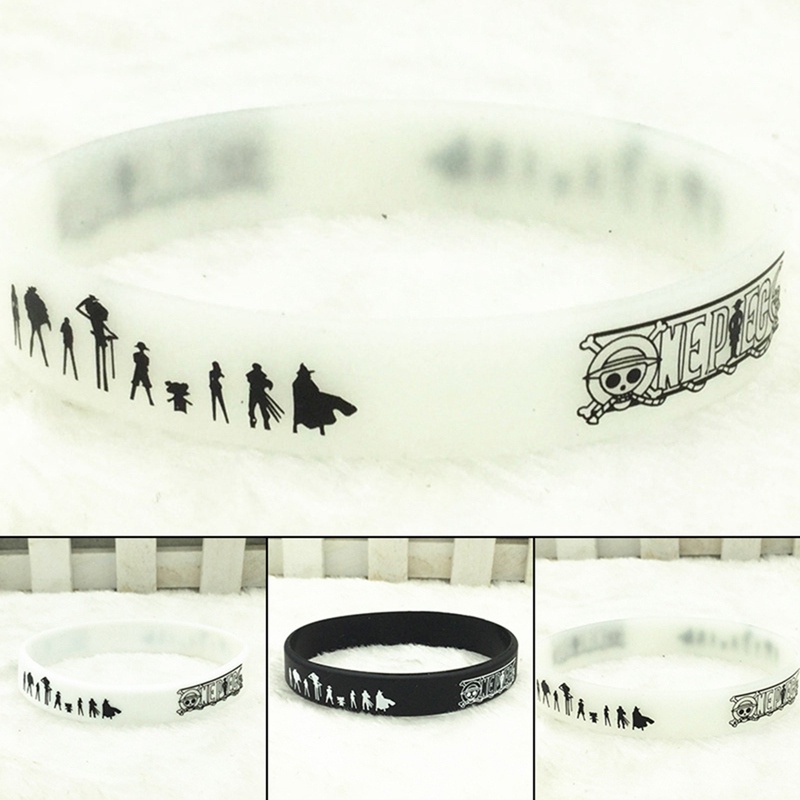 Set 1 / 2 Vòng Tay Cao Su Silicon In Hình Anime One Piece Độc Đáo &amp; Vòng Tay Thể Thao Cho Nam Và Nữ