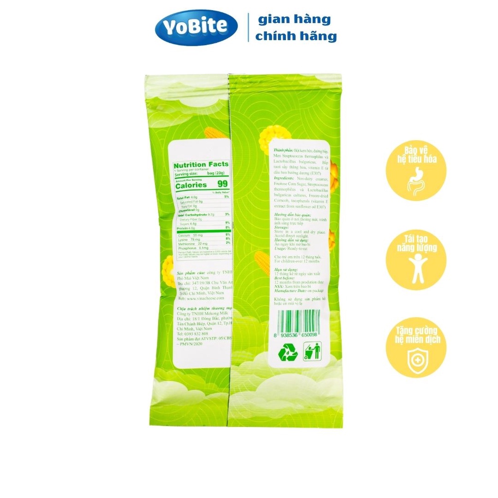 Sữa chua sấy thăng hoa Yobite vị Bắp 20gram- Không chứa Lastose - Hỗ trợ tiêu hóa- Giữ Vóc Dáng - Đẹp da