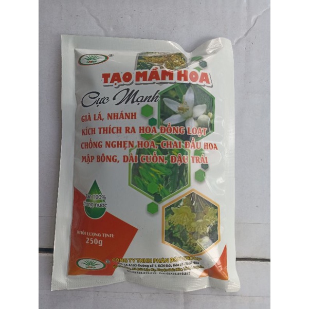 Phân bón lá cao cấp TẠO MẦM HOA CỰC MẠNH gói 250gr kích ra hoa đồng loạt tạo mầm chống nghẹn hoa chai đầu hoa dại cuốn