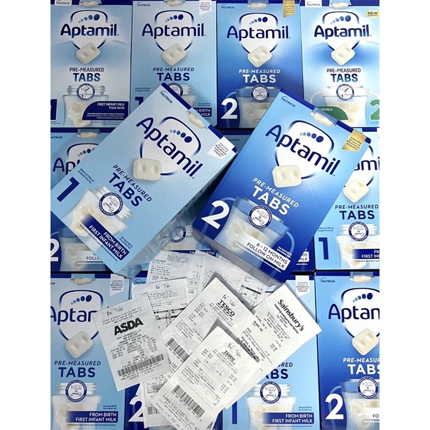 Sữa Aptamil Anh dạng 5 viên 1 thanh số 1 và số 2 date 2024 600g
