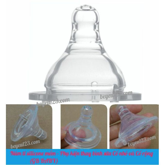 1 Núm ti silicone siêu mềm GB Baby - Cổ rộng / cổ hẹp - Phụ kiện thay thế cho tất cả bình sữa
