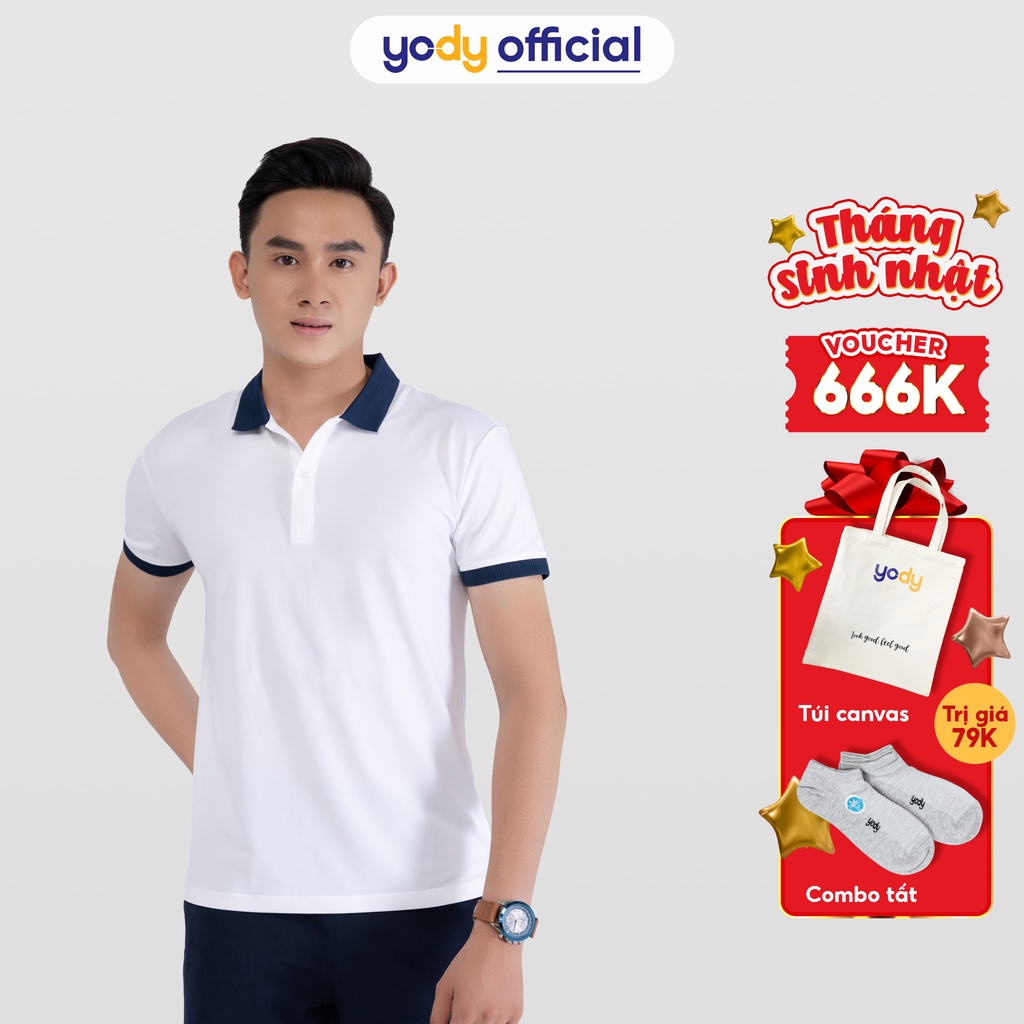 Áo polo Nam YODY Cotton coolmax phối bo cá tính APM4233