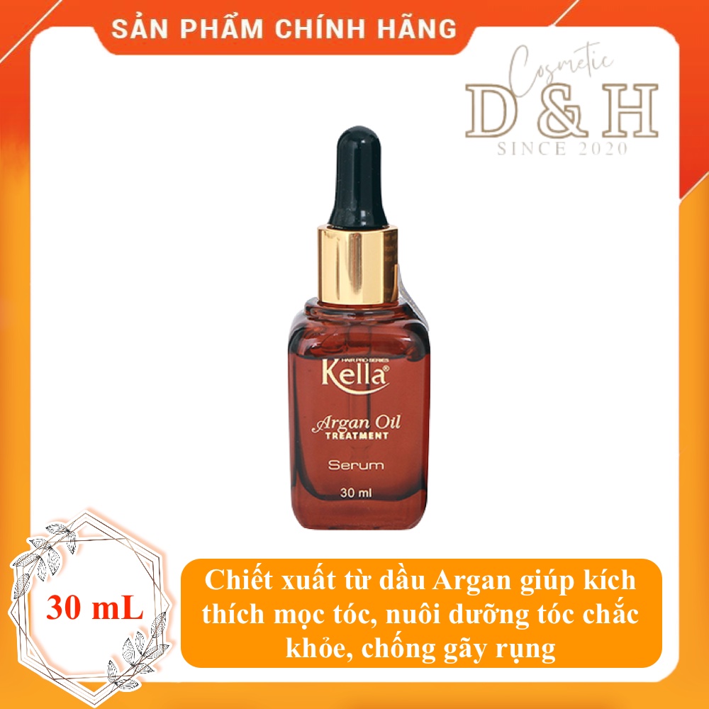 Serum Kella phục hồi tóc Argan Oil 30ml giúp kích thích mọc tóc, nuôi dưỡng tóc chắc khỏe, chống gãy rụng