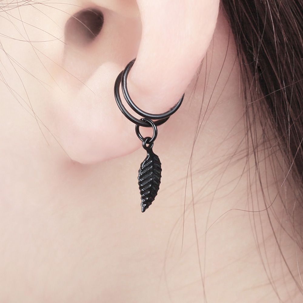 Khuyên kẹp tai thiết kế trang trí hình chiếc lá cá tính thời trang cho nữ