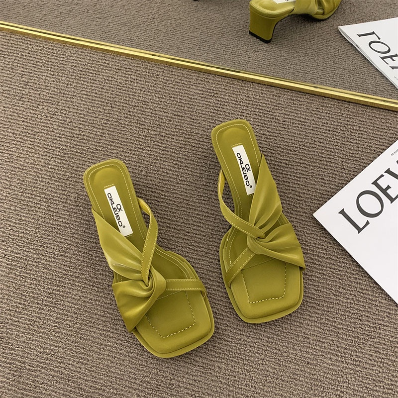 Cao gót IELGY hở ngón mũi vuông quai chéo thời trang cho nữ