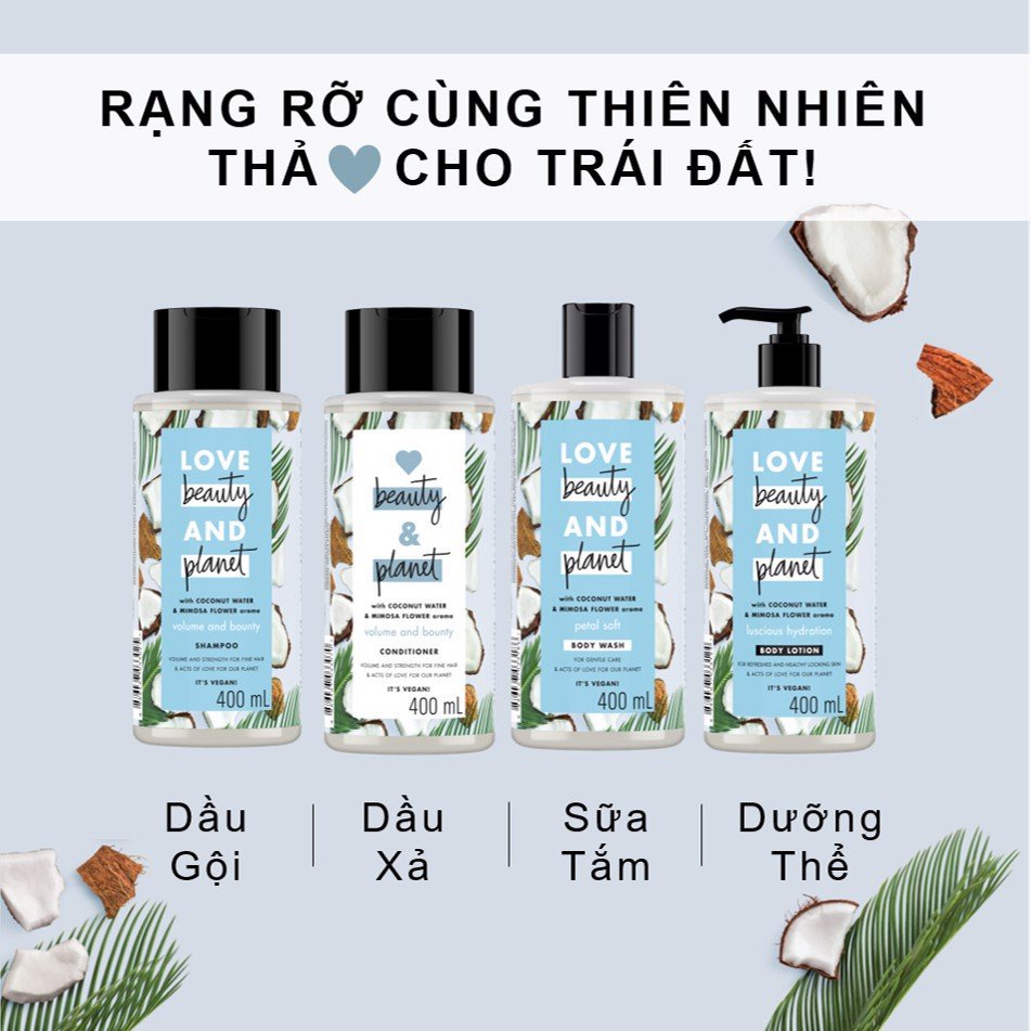 Sữa Dưỡng Thể Love Beauty &amp; Planet Lusious Hydration Phục Hồi Da Thiếu Ẩm 400ml