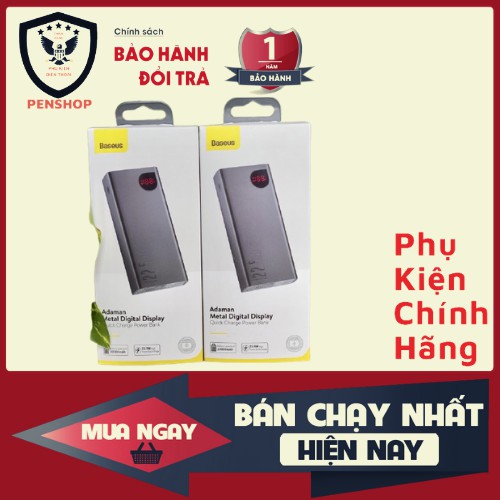 Sạc Dự Phòng Baseus 20.000mAh, Sạc Nhanh 22.4W, Hỗ Trợ Chuẩn PD, Vỏ Kim Loại - Tặng Túi Vải Đựng Sạc Bảo Vệ-