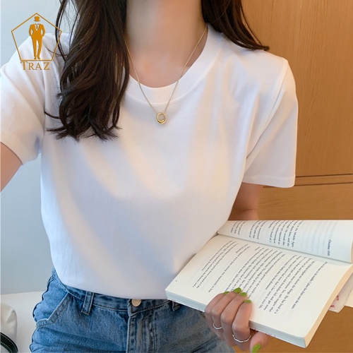 Áo Thun Phông Nữ TRAZ Basic Màu Trắng, Đen, Be, Co Giãn 4 Chiều 265g Dày Form(Phom) Rộng, Suông