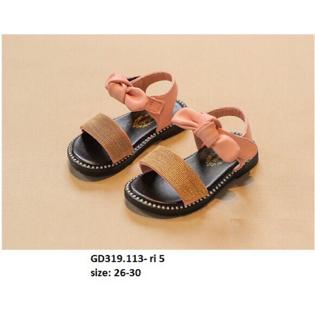 Sandal đính hạt nơ hồng