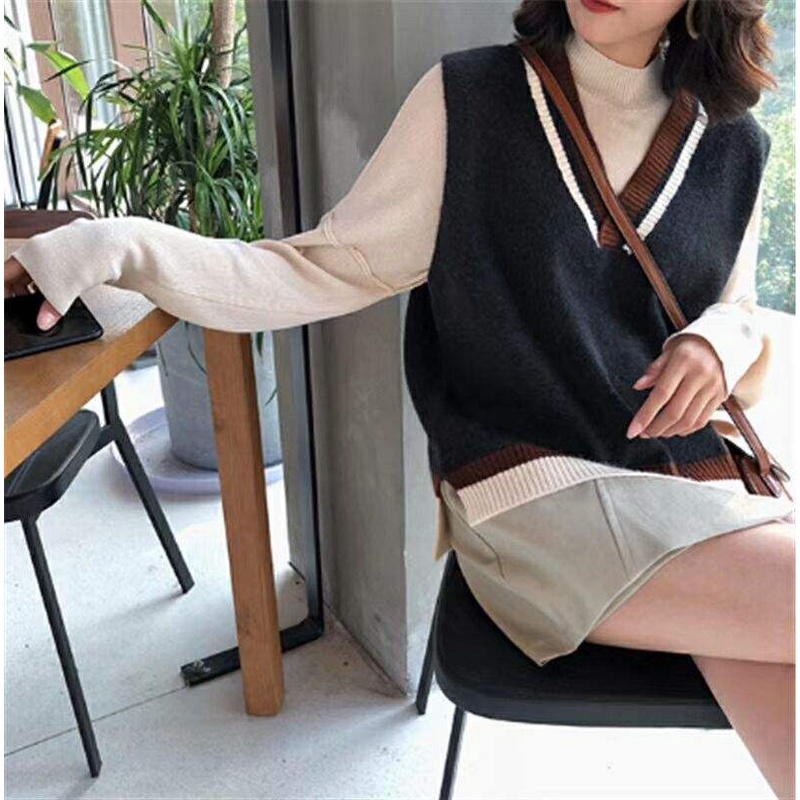 Áo Len Nữ Không Tay Cổ Chữ V Thời Trang