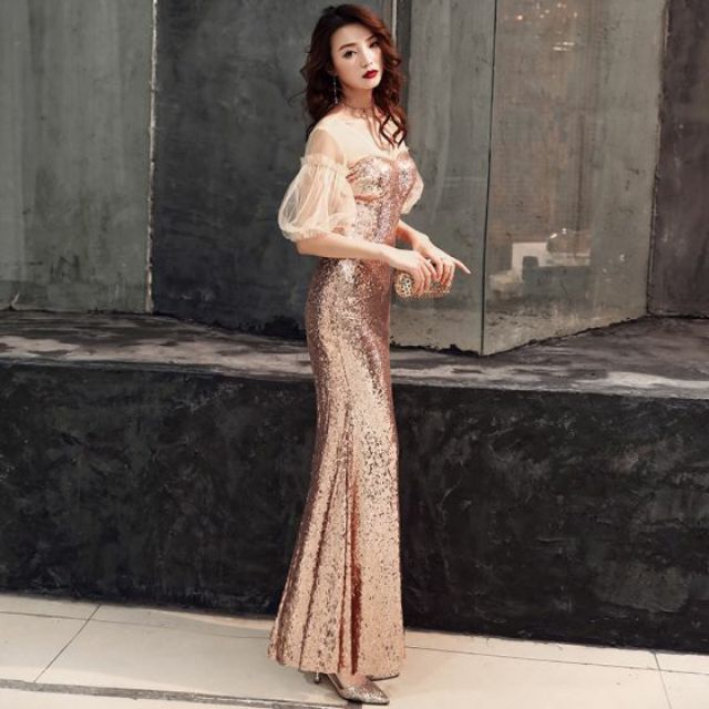 ĐẦM DẠ HỘI KIM SA ĐUÔI CÁ TAY LOE