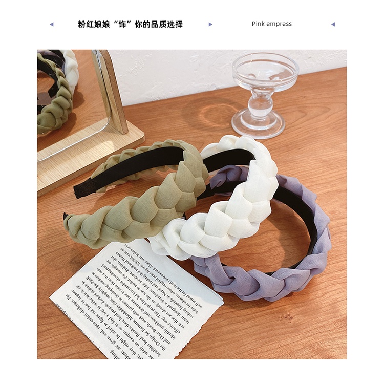 Băng Đô Cài Tóc Bản Rộng Phối Dây Bện Thời Trang Cho Nữ