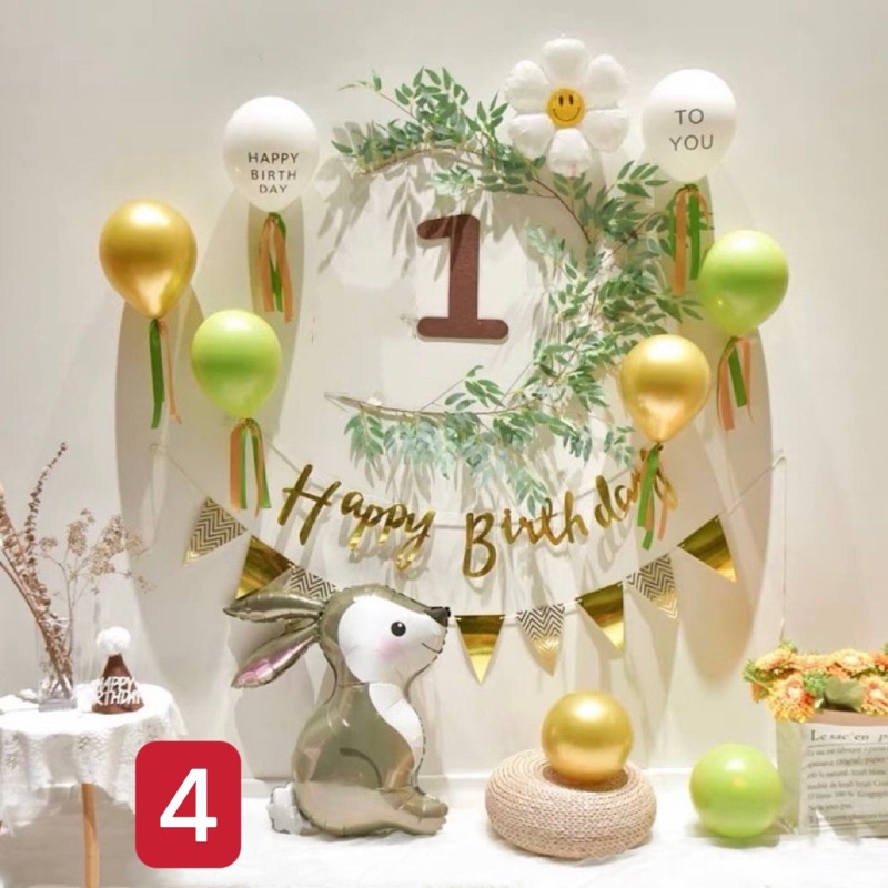 ( Kèm dây lá Olive) Set bóng trang trí sinh nhật bé trai và bé gái [Siêu đẹp mà dễ làm]