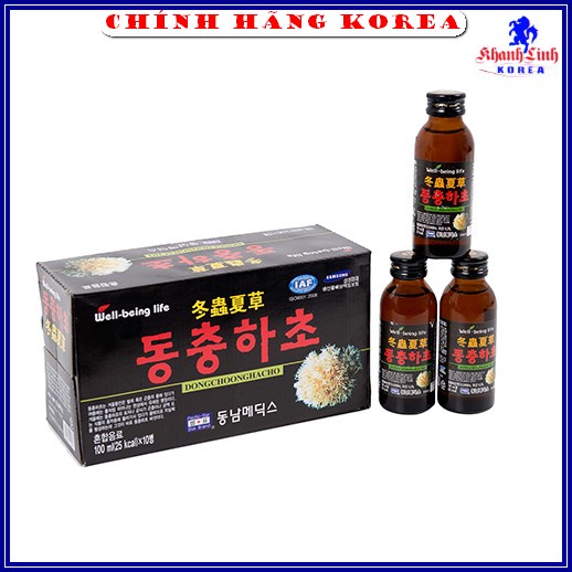 Nước Đông Trùng Hạ Thảo Hàn Quốc Chính Hãng, Hộp 10 chai x 100ml