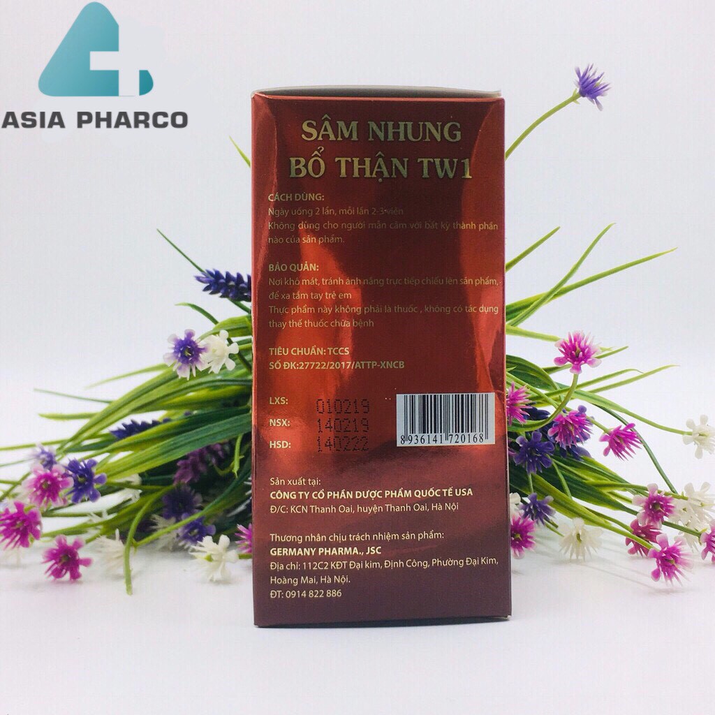 SÂM NHUNG BỔ THẬN TW1 HỘP 1 LỌ 30VIÊN BỔ SUNG VITAMINTỐT CHO CƠ THỂ