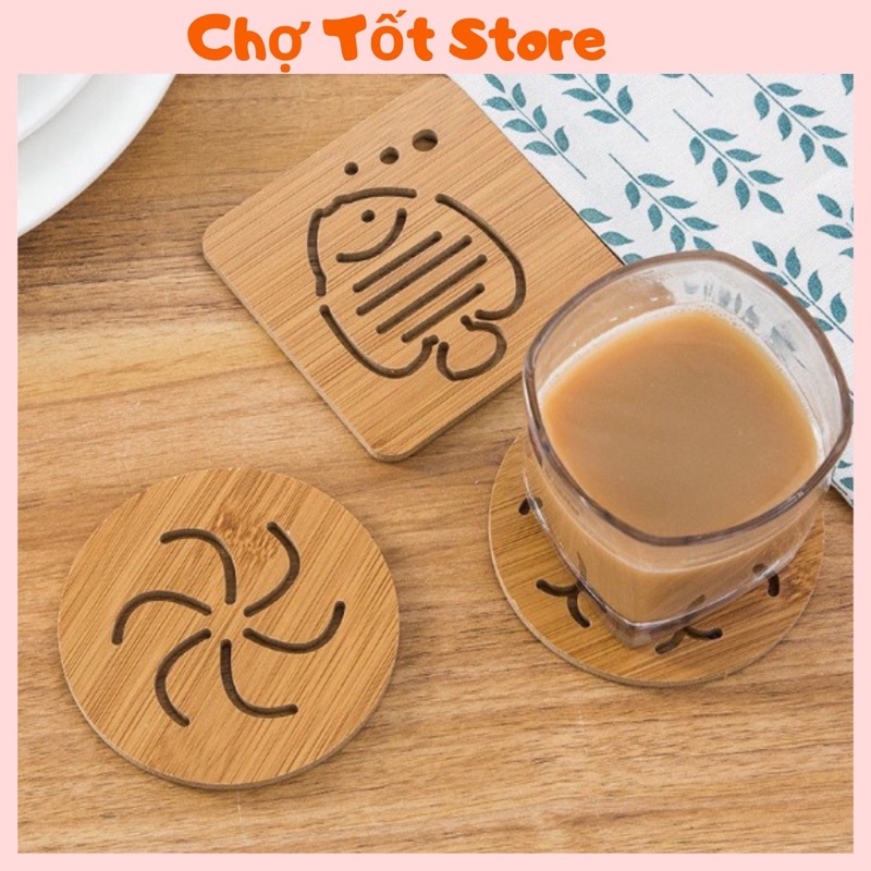 Combo 3 Tấm lót cốc chén cách nhiệt chống nóng bằng gỗ