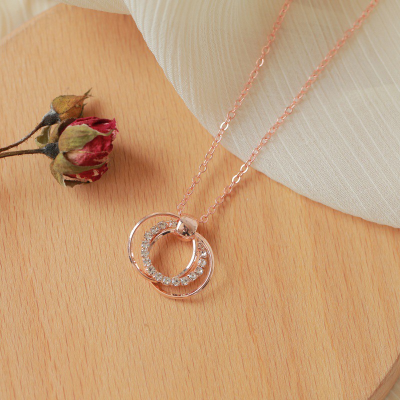 Dây Chuyền Hợp Kim Hình Tròn Đính Đá Tinh Tế