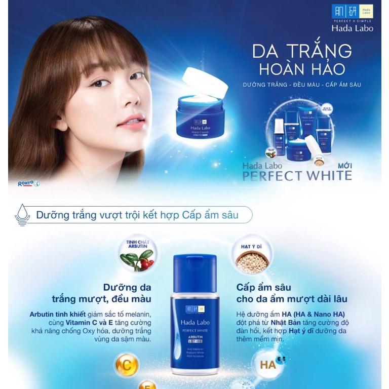 [SET 5 GÓI] Kem dưỡng trắng HADA LABO Perfect White Arbutin 3g