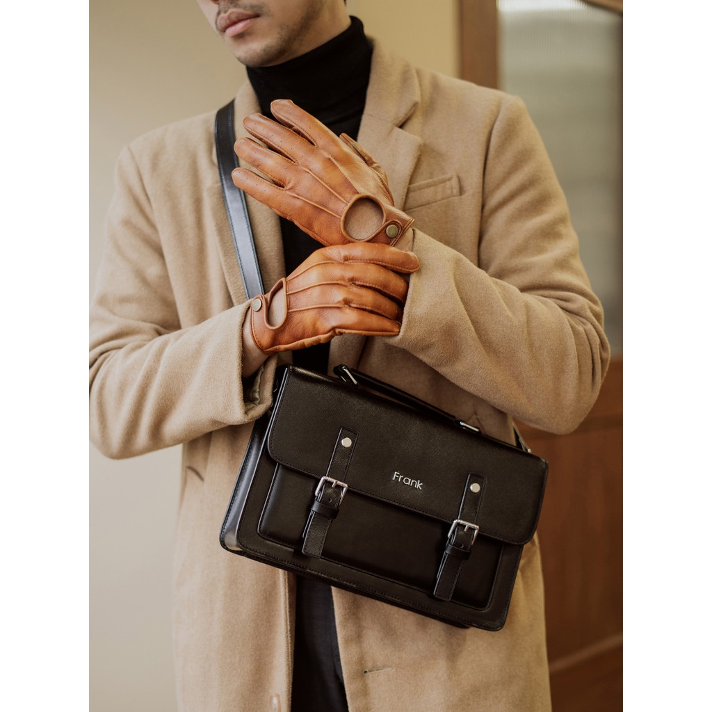 Cặp Đeo Chéo Nam Da Bò Saffiano Cao Cấp FRANK Calvin Messenger Bag, Túi Nam Sang Trọng Tiện Dụng