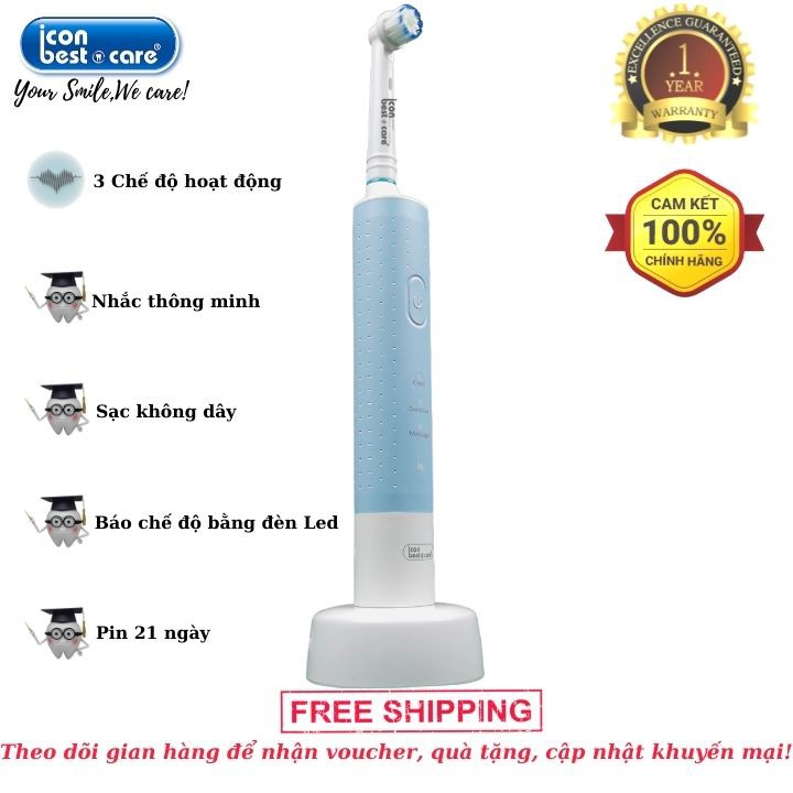 Bàn Chải Đánh Răng Điện iconbestcare HD-6802 ( màu xanh )⚡️Chính hãng⚡️Có bảo hành⚡️FreeShip⚡️