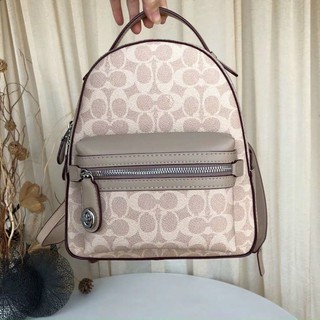 Balo Coach da thật pha canvas màu trà sữa siêu đẹp