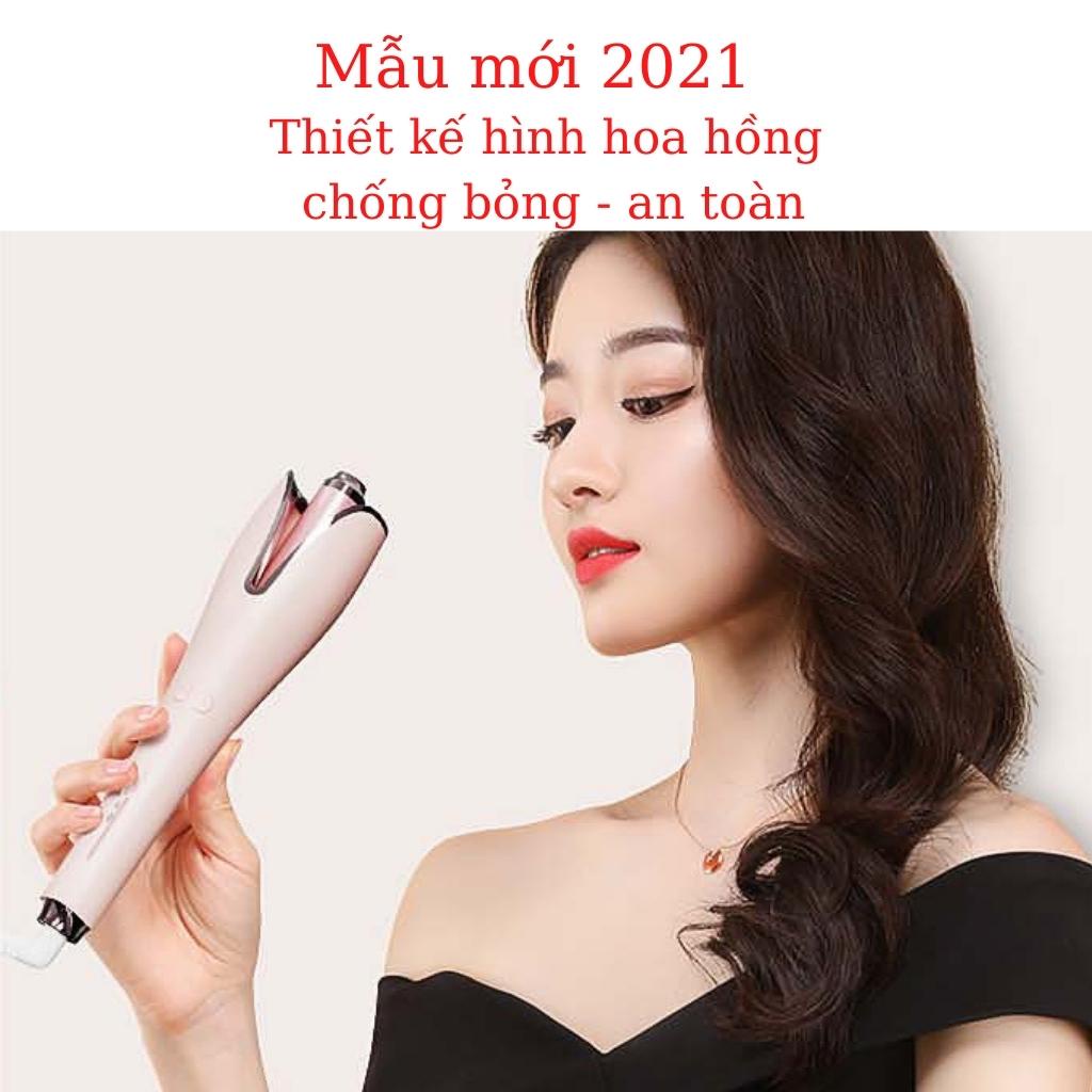 Máy uốn tóc xoăn mini, máy làm tóc tự động chất liệu gốm sứ xoay 360 độ chống bỏng - Dinh Dinh Máy làm đẹp