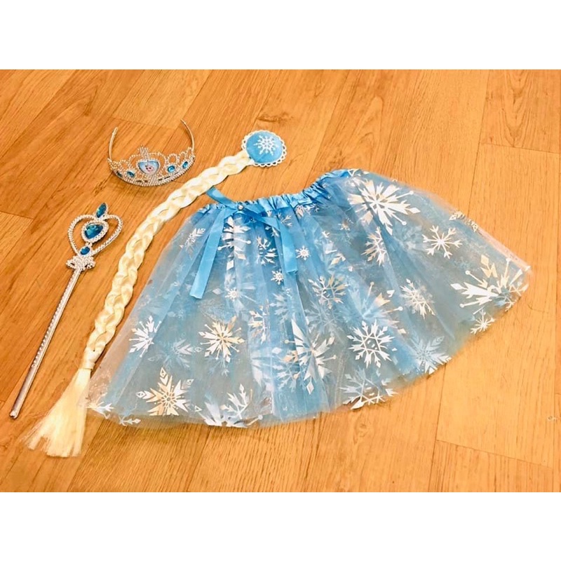 Chân váy Elsa kèm bờm bộ tóc gậy chơi trung thu giá trang cosplay HALOWEEN
