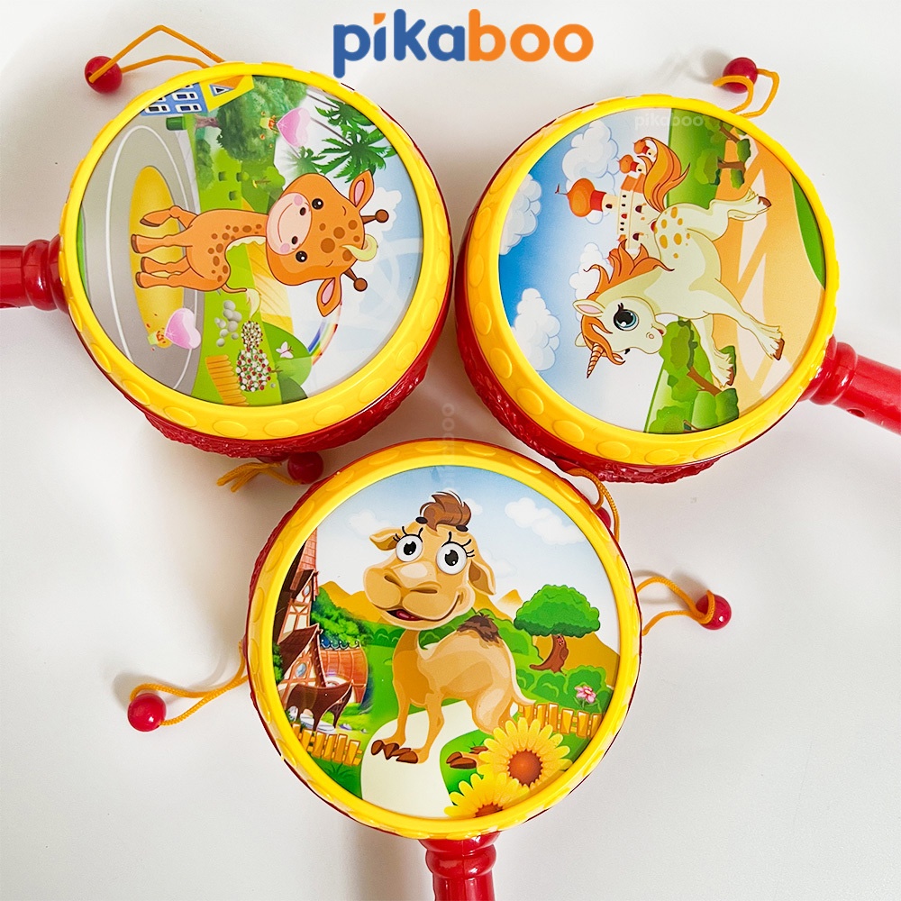Đồ chơi trống lắc Pikaboo cho bé tiếng trống giòn giã vui tai chất liệu nhựa ABS an toàn